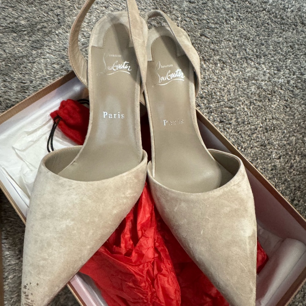 Christian Louboutin Beige Slingback Heels